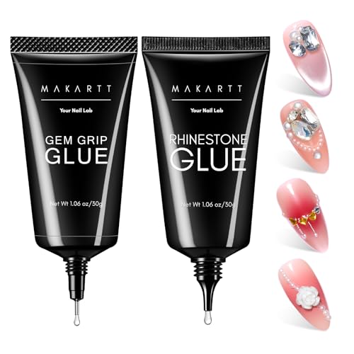 Makartt Rhinestone Glue Gel Set A04 - 2x30ml, Low & Medium Viscosity for Nail Art