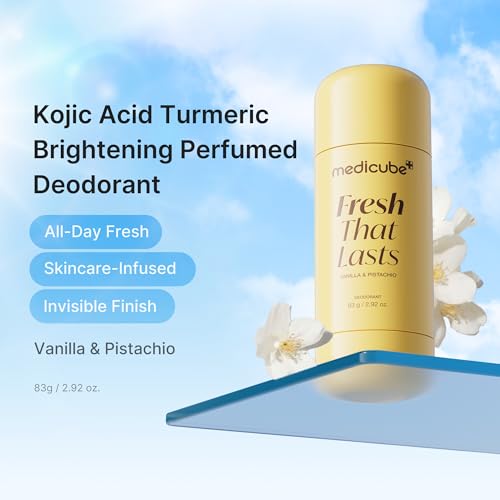 medicube Kojic Acid & Turmeric Aluminum-Free Deodorant | Vanilla & Pistachio Perfumed Stick, All-Day Odor Protection for Women & Men | Underarm Brightening Care | Korean Skincare, 2.92 oz.