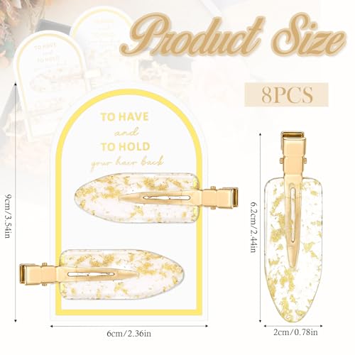 8 Pcs No Crease Hair Clips - Glitter Gold Hair Accessories for Makeup