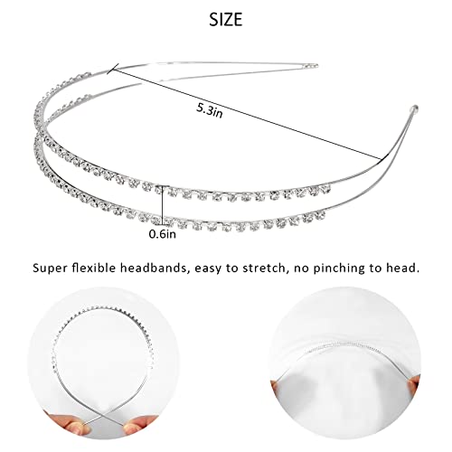 Wecoe Silver Rhinestone Flower Girl Headbands Wedding Hair Accessories