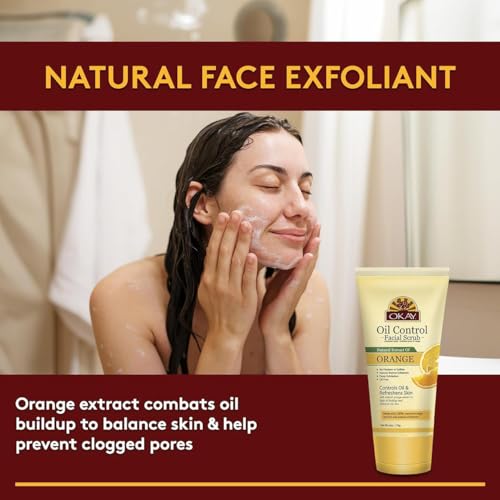 OKAY Oil Control Facial Scrub - Exfoliating Cleanser for Oily Skin, 6 Oz