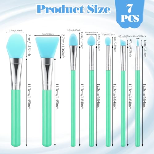 7PCS Silicone Brush Applicator Kit for Makeup & Crafting - Grass Green
