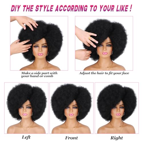 G&T Wig 70's Afro Curly Wig for Black Women - Glueless 1B Black