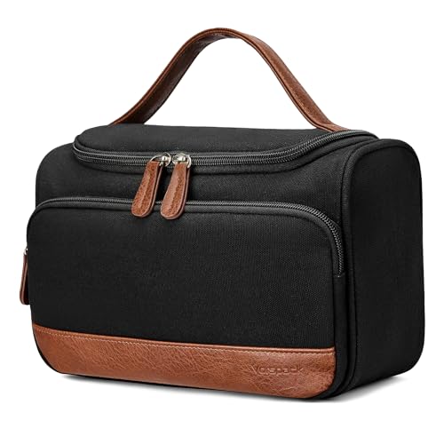 Vorspack Medium Black Canvas Travel Toiletry Bag – Structured Organizer for Men