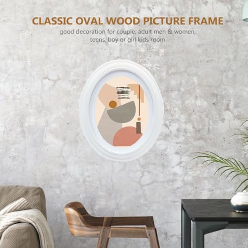 Levoberg 5x7 Oval Wood Photo Frame for Wall Decor - White