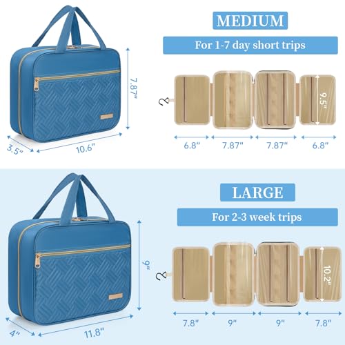 WELIDAY Medium Blue Hanging Toiletry Bag - Water Resistant Travel Organizer