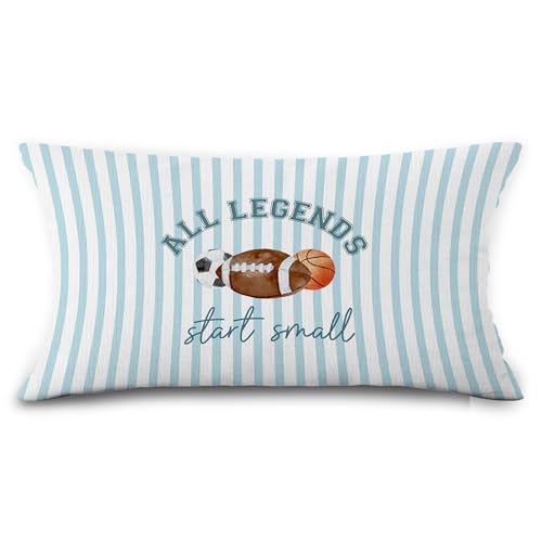Sports-Themed Throw Pillow Cover 12x20 for Kids' Rooms