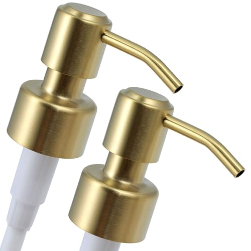 ALTGLAS Twin Pack Brushed Gold Stainless Steel Soap Pumps - 28mm Replacement for Liquid Dispensers