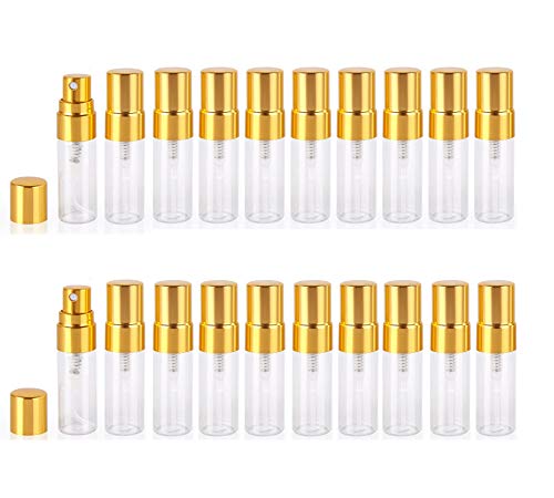 Gold 3ml Refillable Glass Spray Bottle - Mini Perfume Atomizer (20pcs)