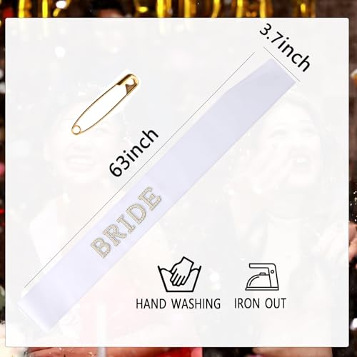 Fucibt Bride Sash with Pearls & Rhinestones - Variation 1, Bridal Shower & Bachelorette Party Accessories