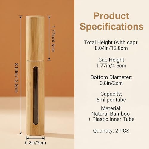 2Pcs 6ml Bamboo Mascara Tube Bottles Refillable Empty Eyelash