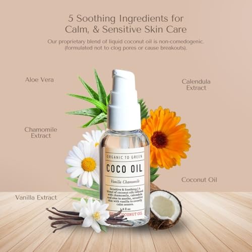 Organic To Green Vanilla Chamomile Face Serum Oil – 1.8 oz | Natural Moisturizer for Kids & Stretch Marks