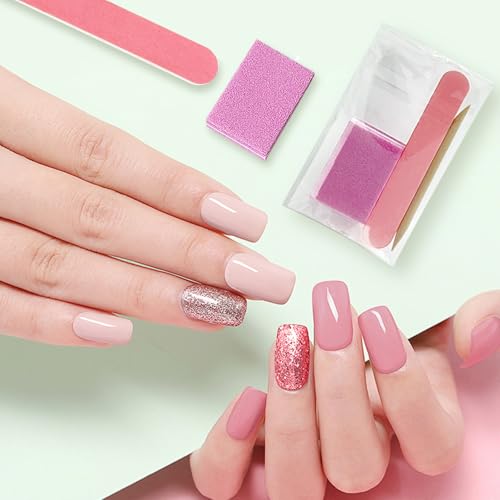 Hozziii Pink Disposable Manicure Tool Kit with 80/100 Grit Files, 40-Count