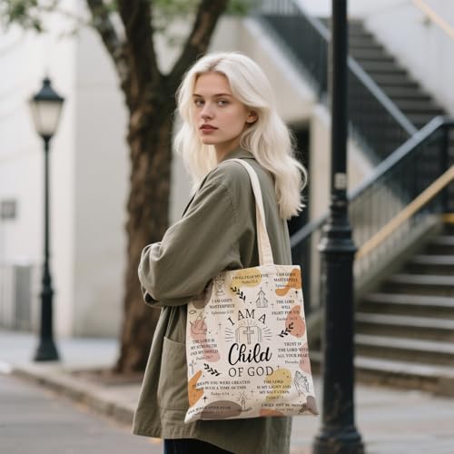 Aesthetic Reusable Canvas Tote Bag for Women with Zipper Pocket