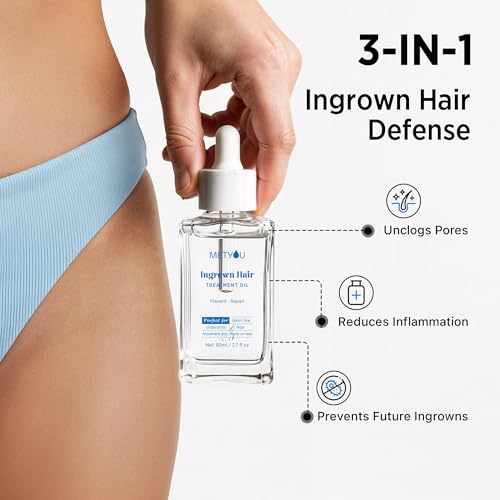 Metyou Ingrown Hair Treatment Oil for Bikini, Legs, Underarms - Soothes Redness & Prevents Razor Bumps, 80ML