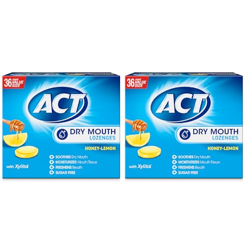 ACT Dry Mouth Lozenges with Xylitol - Honey-Lemon Flavor, 72 Count