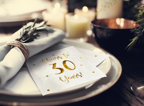 Cheers to 30 Years Cocktail Napkins | Gold Foil 50-Pack