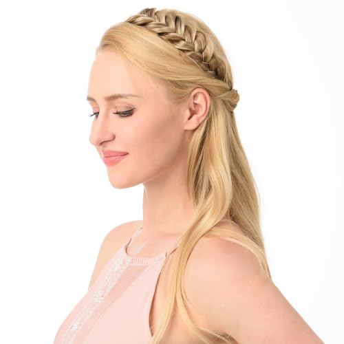 Dirty Blonde Synthetic Hair Braided Headband for Women