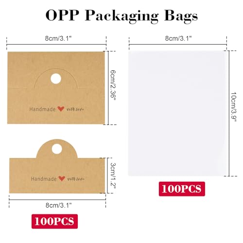 100 Pcs Jewelry Packaging Set with Clear Bags & Display Cards