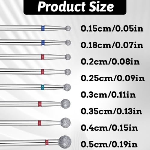 8-Piece Cuticle Ball Bit Nail Drill Set - Professional Manicure Tools