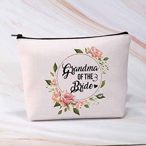 Grandma of the Bride Makeup Bag - Canvas Travel Cosmetic Pouch Gift