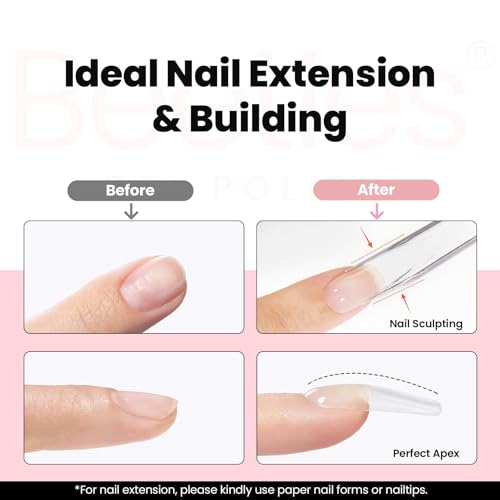 Beetles Builder Gel for Nails, Clear 60g - 9 in 1 Hard Gel Set