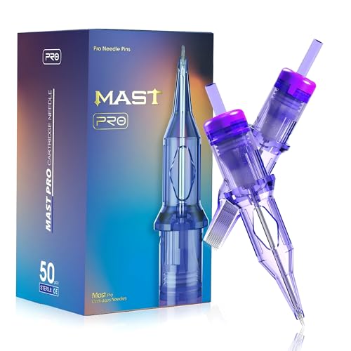 Mast Tattoo 50Pcs Pro Tattoo Cartridge Needles Assorted Mixed Size Round Liner Shader Magnum 3RL 7RL 7RS 9RM 9M with Membrane Disposable Tattoo Needles