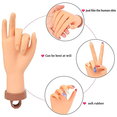 FU SHEN Nail Practice Hand for Acrylic Nails - Single Flexible Mannequin