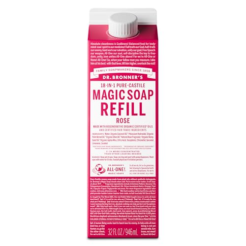 Dr. Bronner's Pure-Castile Liquid Soap Refill - Rose, 32 Fl Oz
