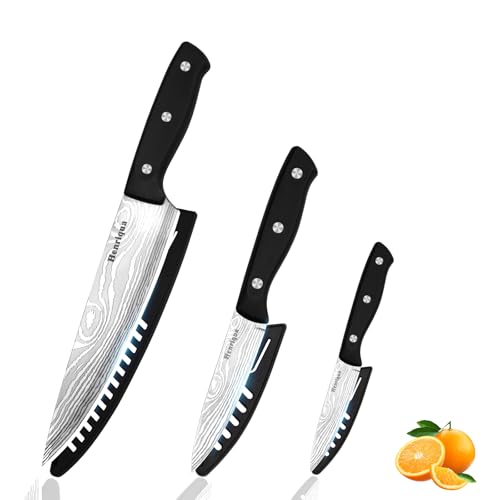 Henriqua 3-Piece Chef Knife Set with Covers - Ultra Sharp Stainless Steel