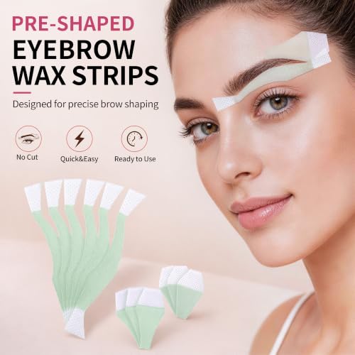 Beauty7 Facial Wax Strips for Hair Removal - 24 Assorted Strips with Calming Oil Wipes for Sensitive Skin