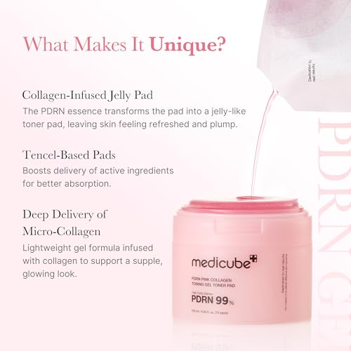 Medicube PDRN Pink Collagen Jelly Toner Pads for Radiance & Soothing