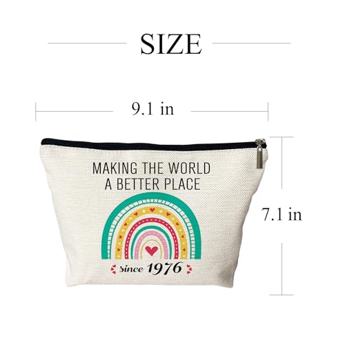 50th Birthday Makeup Bag - Rainbow 1976 Waterproof Cosmetic Travel Pouch