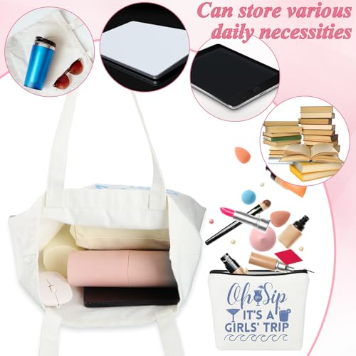 Girls Trip Gift Bags Set - 4 Tote Bags & 4 Makeup Pouches