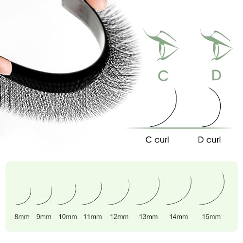 NATUHANA 7D W Clover Lash Extensions 0.07 C Curl 8-14mm - Premade Fans