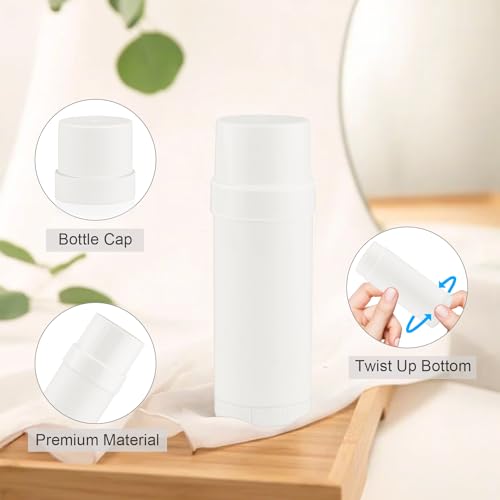 12 Pack Refillable 60ml Plastic Twist-Up Deodorant & Lip Balm Containers
