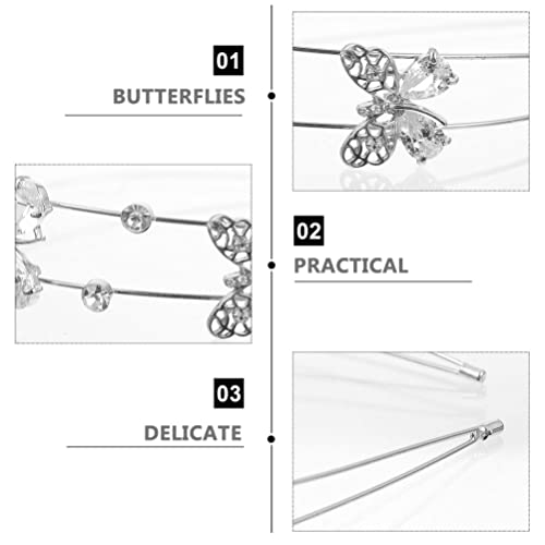 Beaupretty Silver Wedding Headband with Rhinestone Butterfly for Brides & Girls