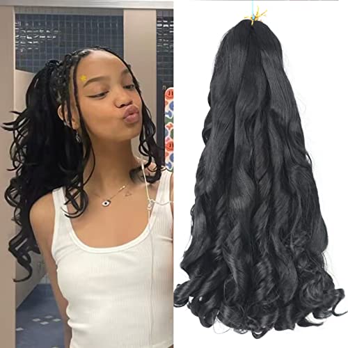 16 Inch French Curly Braiding Hair - 8 Packs Natural Black Extensions