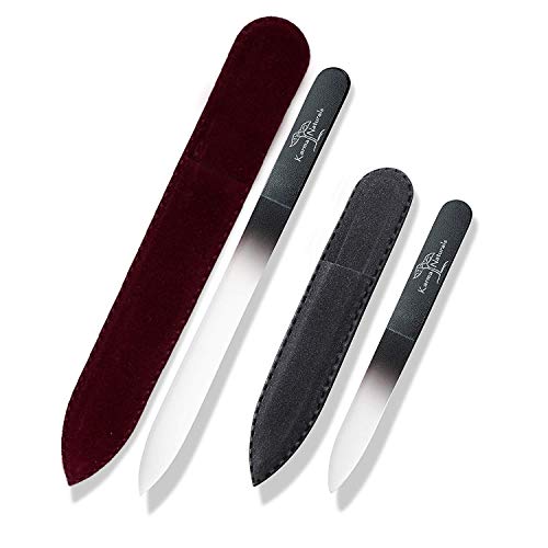 Karma Organic Double-Sided Glass Nail File Set for Women - Durable Nail Buffer for Manicure & Pedicure