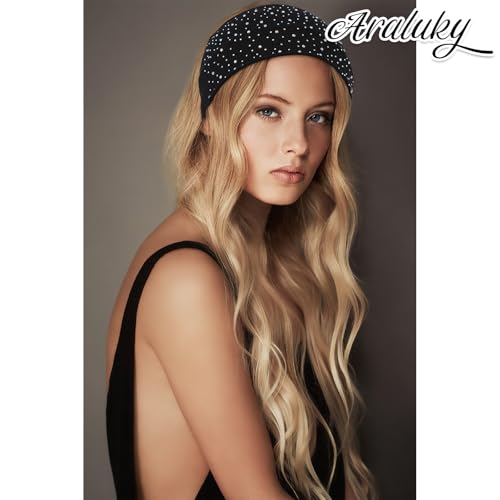 7 Pcs Rhinestone Wide Headbands for Women Non Slip, Elastic Head