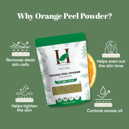 H&C Organic Orange Peel Powder for Face Masks, 227g - Natural Skin Care