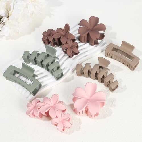 SMKSL Floral Hair Claw Clips for Women - 4 Pack Non-Slip Matte Clips