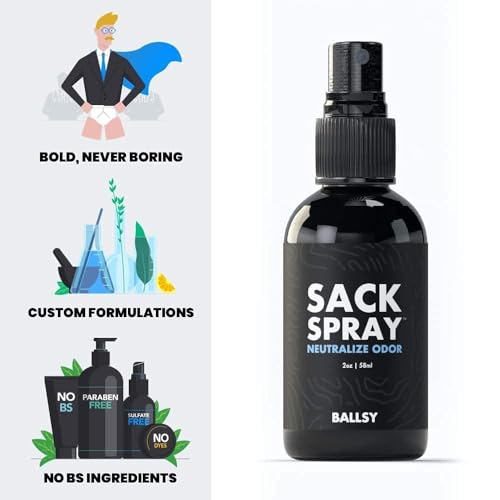 Ballsy Ball Sack Spray - Men's Body & Groin Deodorant, 2oz (Pack of 2)