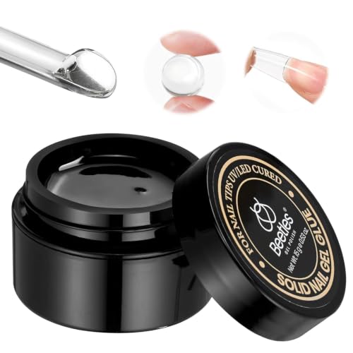Beetles Clear Solid Nail Glue Gel 15g UV/LED for False Tips & Nail Art - Beginner Friendly