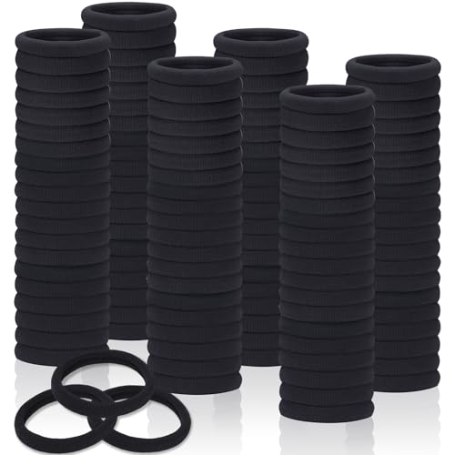150 Black Seamless Elastic Hair Ties - No Damage for All Hair Types