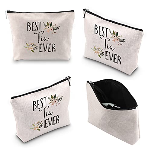 BEST Tia Ever Makeup Bag Travel Organizer Waterproof Zipper Pouch - Auntie Gift