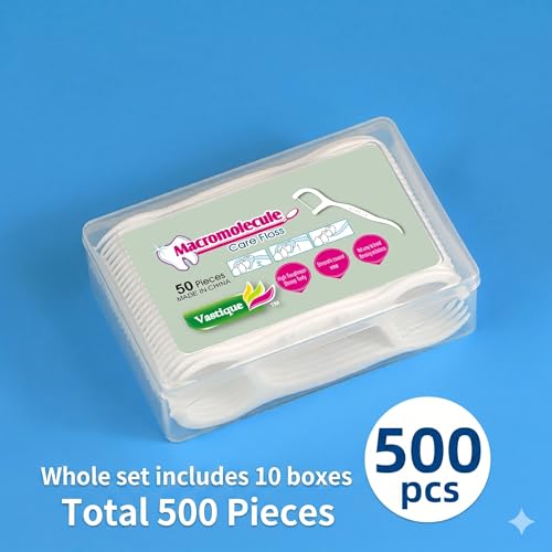 Vastique Unflavored Dental Floss Picks 500 Count for Sensitive Gums