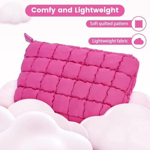 Rose Quilted Makeup Bag & Zip Card Pouch - Stylish Travel Organizer