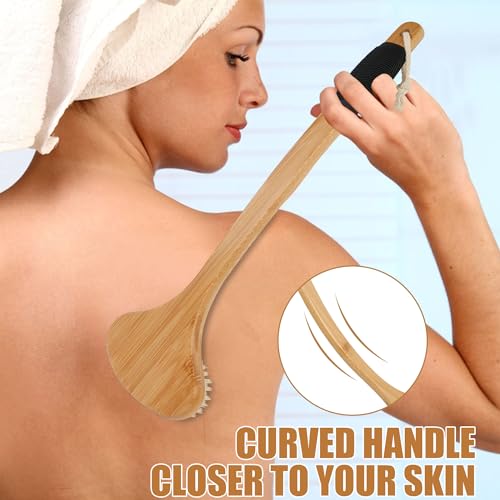 OWIIZI 17.5" Long Handle Back Scrub Brush with Stiff Boar Bristles