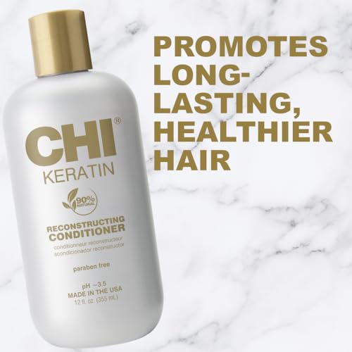 CHI Keratin Reconstructing Conditioner 12 Fl Oz - Sulfate & Paraben-Free, Strengthens & Moisturizes Damaged Hair (Pack of 1)